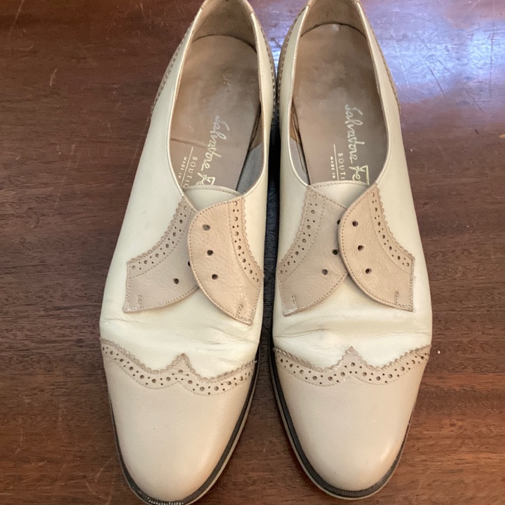 Cream and tan oxfords